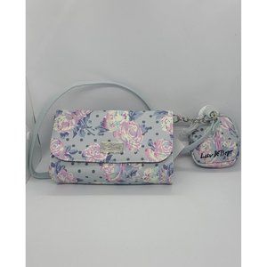 Betsey Johnson Grey Floral Crossbody Purse NEW
